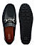 Black Textured Leather Moccasins