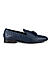 Navy Blue Textured Loafers With Tassels
