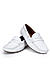 White Moccasins With Leather Panel
