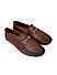 Tan Textured Leather Moccasins With Buckle