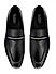 Black Striped Leather Loafers