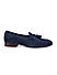 Navy Suede Loafers With Tassels