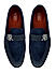 Blue Suede Leather Loafers With Logo