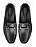 Black Textured Leather Loafers