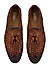 Tan Woven Leather Loafers With Tassels