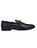 Black Textured Leather Loafers