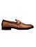 Tan Leather Loafers With Top Panel