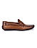 Tan Leather Moccasins With Panel