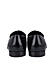 Black Textured Leather Loafers With Tassels