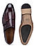 Burgundy Plain Double Monk Strap Shoes