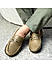 Green Textured Moccasins With Buckle