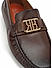 Brown Leather Moccasins With Logo