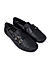 Black Textured Double Monk Style Moccasins