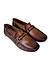 Tan Leather Moccasins With Panel