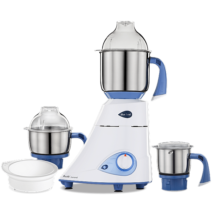 Preethi Blue Leaf Diamond MG-214 mixer grinder 750 watt (Blue/White), 3 jars & Flexi Lid, FBT motor with 2yr Guarantee & Lifelong Free Service