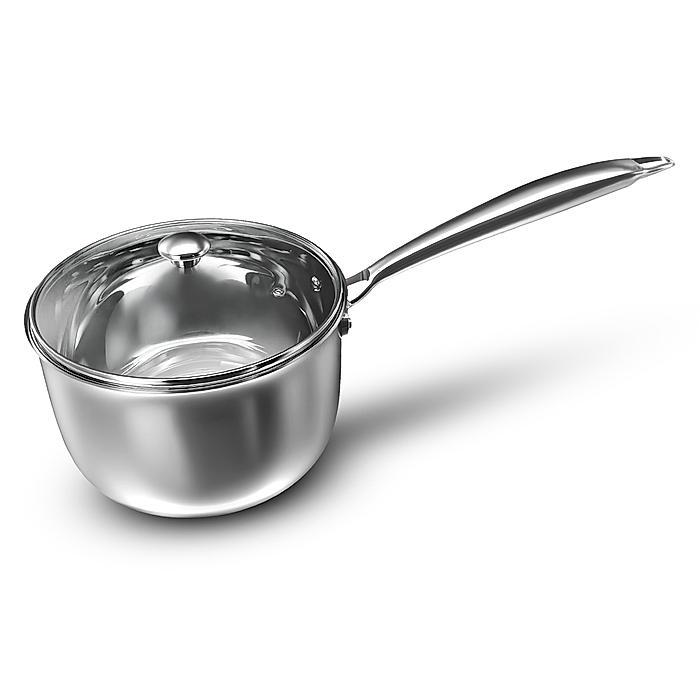 Preethi Metallica Collection Triply Stainless Steel Milk Pan with Glass Lid, 16 cm, Gas & Induction Compatible, Metal Spatula Friendly with 5 year product warranty