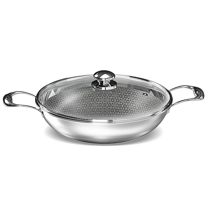 Preethi Diva Collection Triply Stainless Steel Kadai with API Technology, 20 cm, Gas & Induction Compatible, with Glass Lid, Metal Spatula Friendly with 5 year product warranty