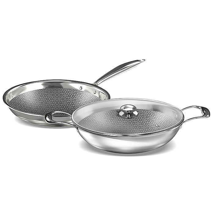 Preethi Diva Collection Triply Stainless Steel Set with API Technology, 26 cm Kadai, 26 cm Fry Pan, Gas & Induction Compatible,with Glass Lid, Metal Spatula Friendly with 5 year product warranty