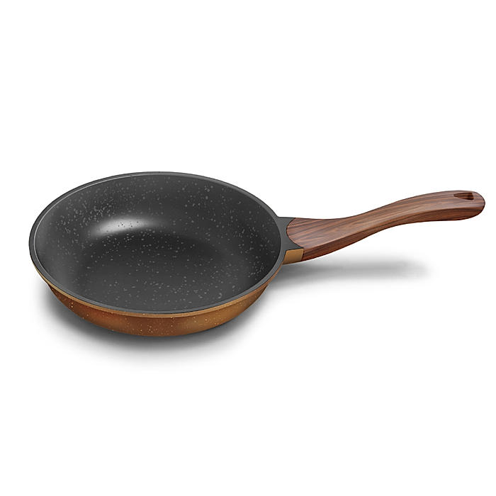 Preethi Artistic Collection Die Cast Non Stick Fry Pan, 24 cm ,With Glass Lid, 5 Star Non Stick Effect, Cook & Serve, Earthy Brown