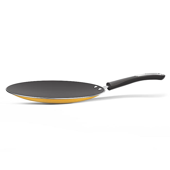 Preethi Dur Collectiona Non Stick Concave Tawa, 28 cm, Gas & Induction Compatible, 5 Star Non Stick Effect, Turmeric Yellow