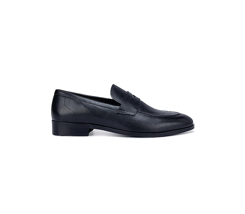 Black Leather Panel Loafers