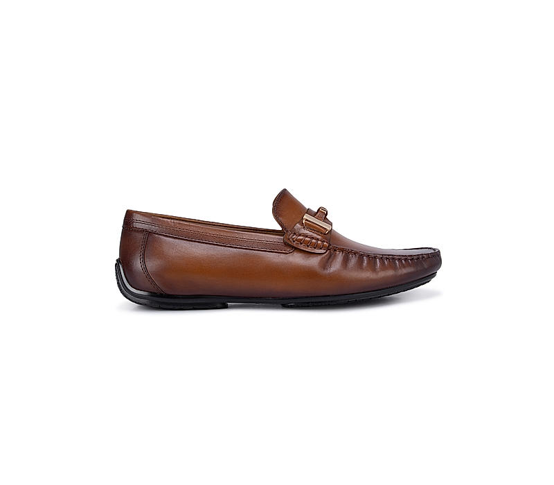 Tan Moccasins With Metal Buckle