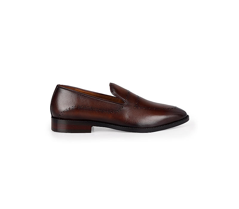 Coffee Dual Tone Leather Loafers