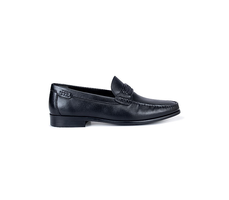 Black Plain Braided Loafers