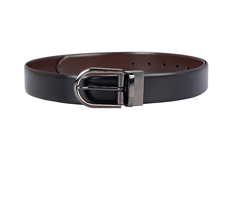 Black & Brown Plain Leather Reversible Men's Belt