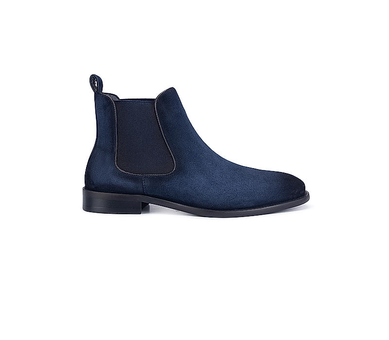 Navy Suede Leather Boots