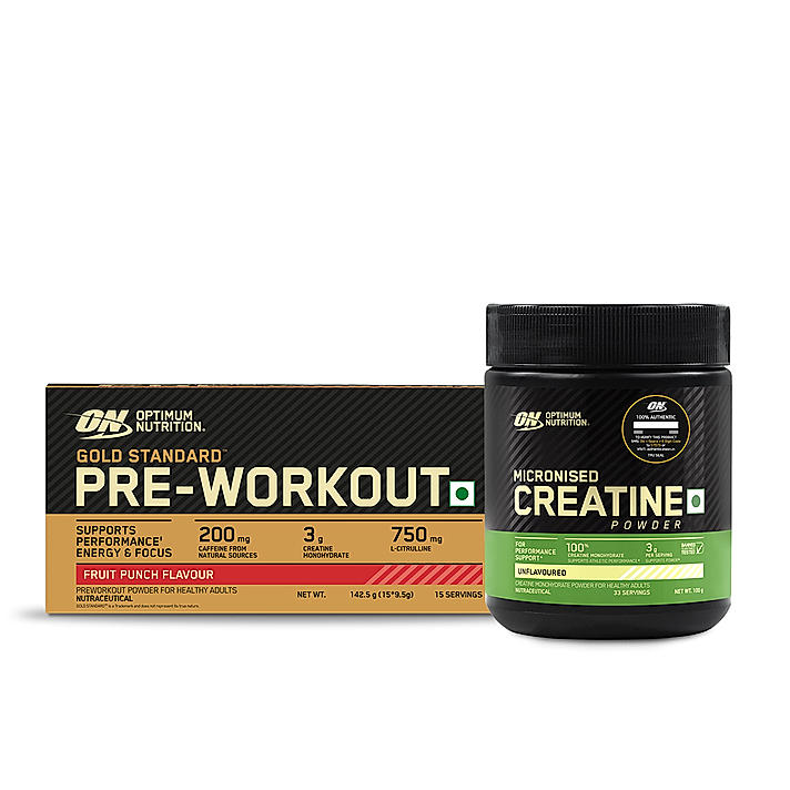 Micronized Creatine Powder | Unflavoured | 100 g +  ON Pre Workout- Fruit Punch