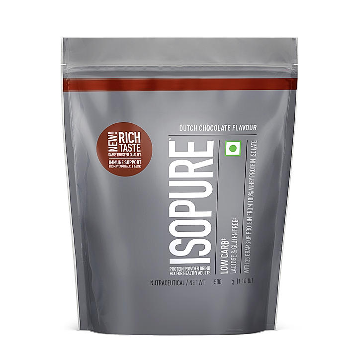 Isopure Whey Protein Isolate Powder with Vitamins for Immune Support - 500g (Dutch Chocolate)