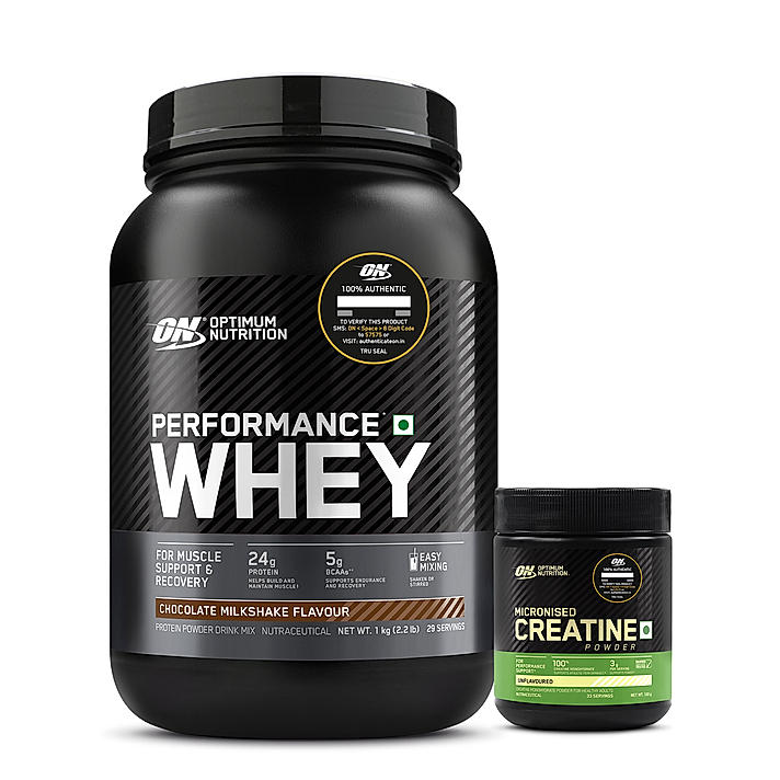 Performance Whey Protein | 1 kg (2.2 lbs) | Chocolate + Micronized Creatine Powder | Unflavoured | 100 g