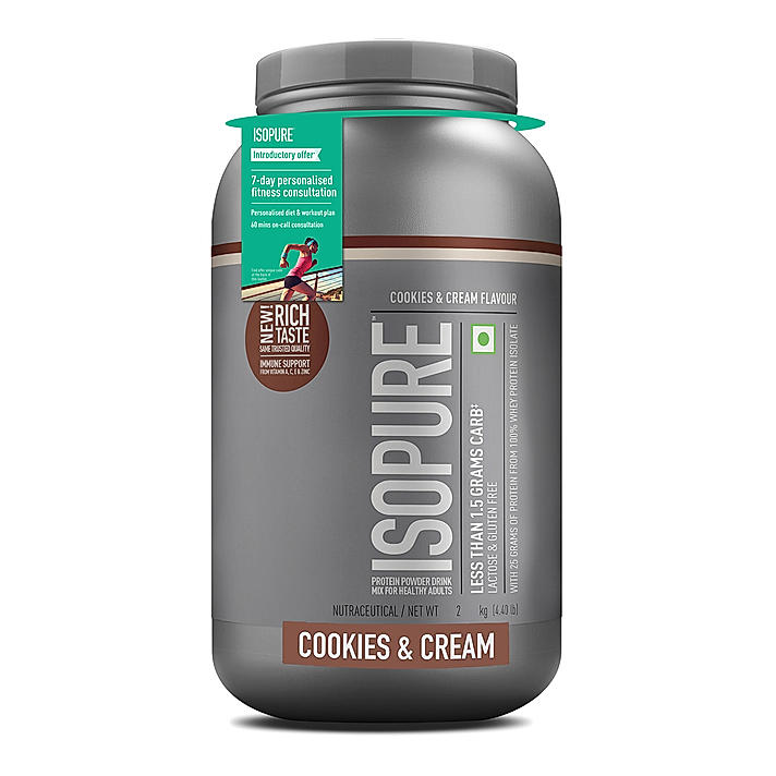 Isopure Whey Protein Isolate Powder with Vitamins for Immune Support - 2 kg (Cookies & Cream)