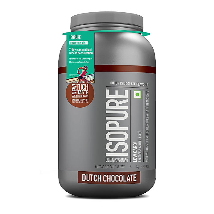 Isopure Whey Protein Isolate Powder with Vitamins for Immune Support - 2kg (Dutch Chocolate)