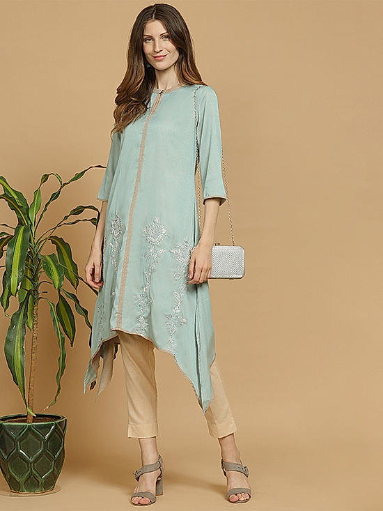 Sea Green Asymmetric Kurta