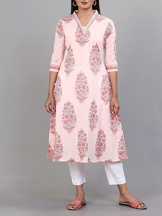 Multi colour 60's cotton printed kurti