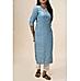 Blue linen kurti with embroidery