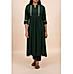 Bottle green rayon dobby kurti with embroidery