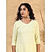 Lemon yellow rayon kurti with embroidery