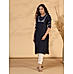 Dark blue muslin kurti with embroidery