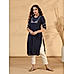 Dark blue muslin kurti with embroidery