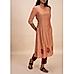 Peach viscose slub kurti with embroidery