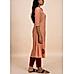 Peach viscose slub kurti with embroidery