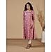 Pink viscose blend kurti with print