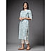 Off white linen printed kurti with lace detailing