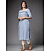 Polo blue linen kurti with embroidery