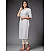 White linen self printed kurti with embroidery