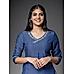 Blue linen kurti with embroidery