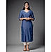 Blue linen kurti with embroidery